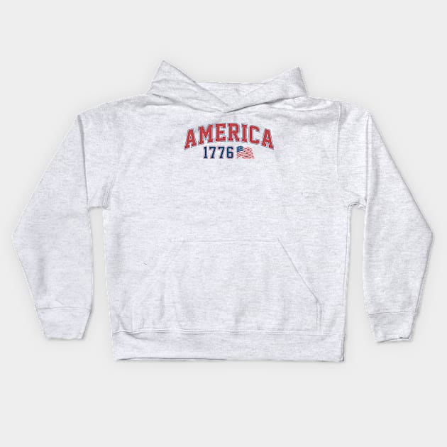 America Arched Varsity Font Kids Hoodie by Hobbybox